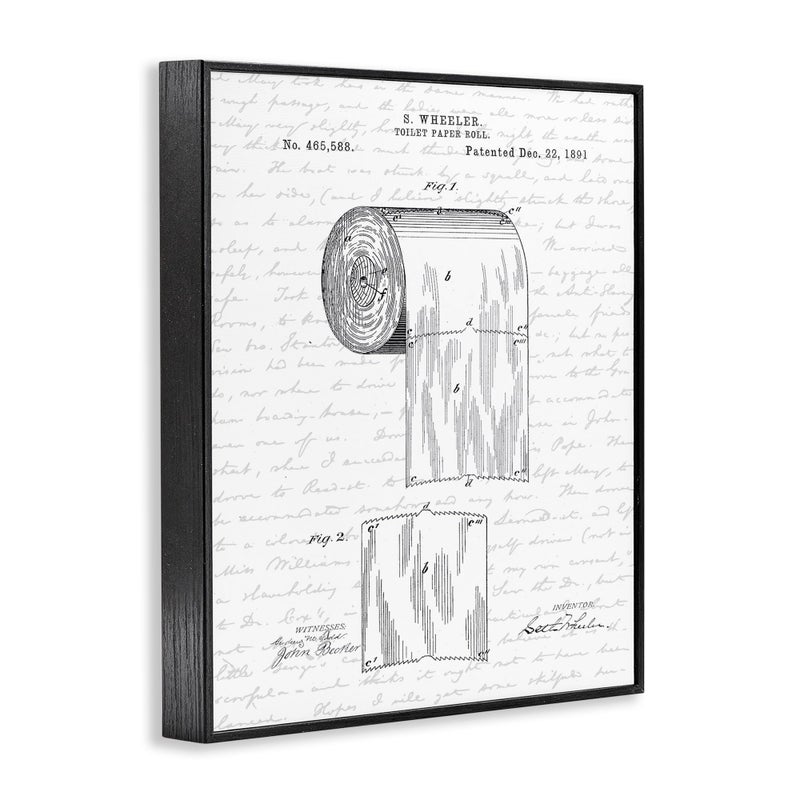 Stupell Industries Toilet Paper Roll Patent Black And White Bathroom Design' by Lettered and Lined Black Framed Art, 24 x 30 - Image 2